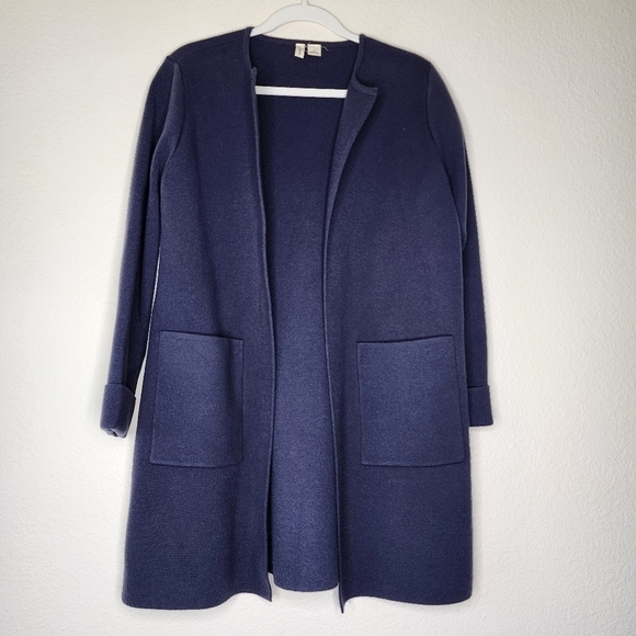 Anthropologie Moth Navy Striped Tamie Sweater Coat M - Picture 4 of 8